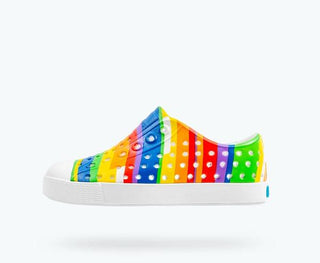 Native Jefferson Stripes Print - Shell White / Shell White / Rainbow Multi Stripes, Native, Boys Shoes, cf-size-c12, cf-size-c13, cf-size-c4, cf-size-c5, cf-size-c6, cf-size-c7, cf-size-c8, c