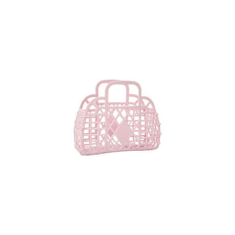 Sun Jellies Mini Retro Basket - Pink, Sun Jellies, cf-type-bag, cf-vendor-sun-jellies, Jelly Bag, Mini Retro Tote, Mini Sun Jellies, Mini Tote, Sun Jellies, Sun Jellies Bag, Sun Jellies Mini,