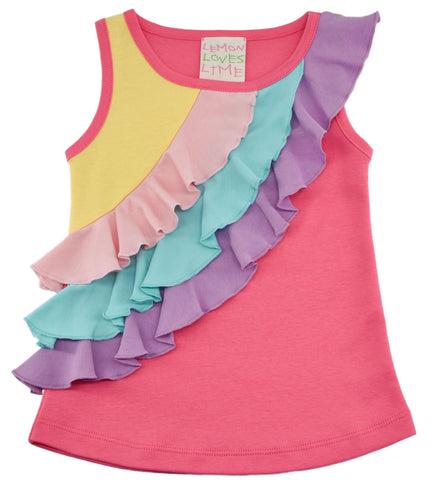 Lemon Loves Lime Rainbow Ruffle 3 Tiered Tank, Lemon Loves Lime, Dress, Els PW 5060, JAN23, Lemon Loves Lime, Lemon Loves Lime Ruffle Tank, Lemon Loves Lime Spring 2020, Lemon Loves Lime Thre