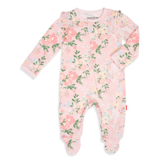 Magnetic Me Ainslee Ruffle Sleeve Modal Magnetic Footie, Magnificent Baby, Ainslee, Baby Shower, Baby Shower Gift, cf-size-3-6-months, cf-size-newborn, cf-size-preemie, cf-type-footie, cf-ven