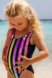 Shade Critters Flip Sequin Navy Stripe One Piece, Shade Critters, Bathing Suit, Black Friday, Els PW 5060, Flip Sequin Bathing Suit, Flip Sequin Swimwear, flip sequins, Girls Swimwear, One Pi