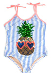 Shade Critters Flip Sequin Pineapple Stripe One Piece, Shade Critters, Bathing Suit, Els PW 5060, Flip Sequin Bathing Suit, Flip Sequin Swimwear, flip sequins, Girls Swimwear, One Piece Swims