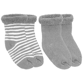 Kushies 2 Pack Terry Newborn Sock Set - Grey, Kushies Baby, Baby Socks, Gender Neutral Baby Socks, Gender Neutral Newborn Socks, Gender Neutral Socks, Gray Newborn Socks, Green Newborn Socks,