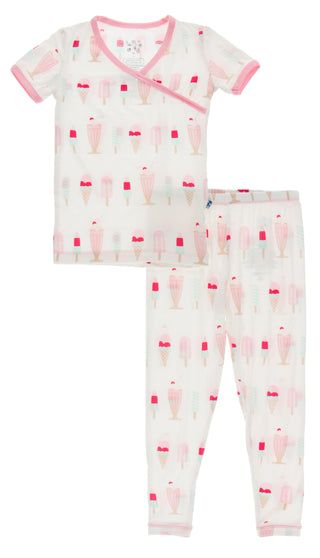 KicKee Pants Natural Ice Cream Shop S/S Kimono Pajama Set, KicKee Pants, cf-size-6-years, cf-type-dress, cf-vendor-kickee-pants, CM22, KicKee, KicKee Pants, KicKee Pants Culinary Arts, KicKEe