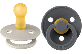 BIBS Pacifier 2 Pack - Sand / Iron, BIBS, BIBS, BIBS BPA-Free Natural Rubber Baby Pacifier, Bibs Classic Pacifier, BIBS Pacifier, BIBS Pacifier 2 Pack Sand, BIBS Pacifiers, Bibs Stage 1, Bibs