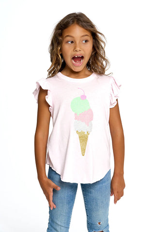 Chaser Ice Cream Glitter Cone Flutter Sleeve Tee, Chaser, Chaser, Chaser Ice Cream, Chaser Ice Cream Glitter Cone Flutter Sleeve Tee, Chaser Kids, Girls Clothing, Ice Cfream, Ice Cream, Ice C