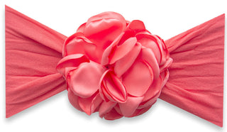 Baby Bling Silk Ruffle Flower Headband-Salmon, Baby Bling, Baby Baby Bling Headbands, Baby Bling, Baby Bling Bows, Baby Bling Flower Headband, Baby Bling Pink Silk Ruffle Flower Headband, Bab