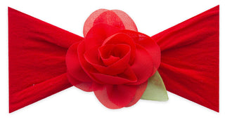 Baby Bling Small Rosette w/Leaf Headband-Cherry, Baby Bling, Baby Baby Bling Headbands, Baby Bling, Baby Bling Bows, Baby Bling Cherry Small Rosette w/Leaf Headband, Baby Bling Flower Headban