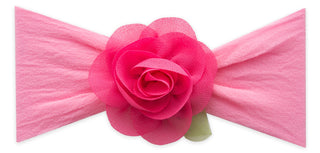 Baby Bling Small Rosette w/Leaf Headband-Hot Pink, Baby Bling, Baby Baby Bling Headbands, Baby Bling, Baby Bling Bows, Baby Bling Flower Headband, Baby Bling Hot Pink Small Rosette w/Leaf Hea