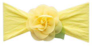 Baby Bling Small Rosette w/Leaf Headband-Lemon, Baby Bling, Baby Baby Bling Headbands, Baby Bling, Baby Bling Bows, Baby Bling Flower Headband, Baby Bling Lemon Small Rosette w/Leaf Headband,