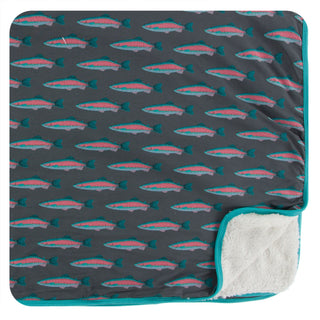 KicKee Pants Stone Rainbow Trout Sherpa-Lined Toddler Blanket, KicKee Pants, KicKee, KicKee Pants, KicKee Pants Fish and Wildlife, KicKee Pants Sherpa-Lined Toddler Blanket, KicKee Pants Ston
