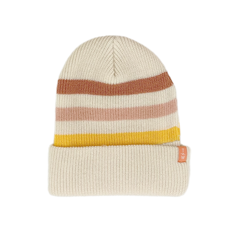 Tiny Whales Sun Rise Natural / Multi Stripe Beanie, Tiny Whales, Beanie, cf-size-toddler-2-5y, cf-size-youth-6-12y, cf-type-hats, cf-vendor-tiny-whales, CM22, Just Vibes, Tiny Whales, Tiny Wh