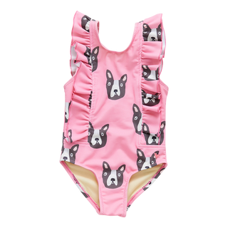 Pink Chicken Girls Katniss Suit - Pink Boston Terrier, Pink Chicken, cf-size-5y, cf-type-swimsuit, cf-vendor-pink-chicken, Dog, Dog Printed Swimsuit, Dog Swimsuit, One Piece Swimsuit, Pink Bo