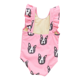 Pink Chicken Girls Katniss Suit - Pink Boston Terrier, Pink Chicken, cf-size-5y, cf-type-swimsuit, cf-vendor-pink-chicken, Dog, Dog Printed Swimsuit, Dog Swimsuit, One Piece Swimsuit, Pink Bo