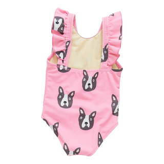 Pink Chicken Girls Katniss Suit - Pink Boston Terrier, Pink Chicken, cf-size-5y, cf-type-swimsuit, cf-vendor-pink-chicken, Dog, Dog Printed Swimsuit, Dog Swimsuit, One Piece Swimsuit, Pink Bo