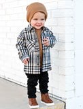 Little Bipsy Flannel Shacket - Ash, Little Bipsy Collection, Ash, CM22, Daddy + Me, Daddy and Me, Flannel, Flannel Shacket, Hooded Flannel, JAN23, Little Bipsy, Little Bipsy Collection, Littl