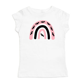 Bat Rainbow S/S Tee - White, Sweet Wink, Bat Rainbow, Bat Rainbow Short Sleeve Tee, cf-size-3t, cf-size-7-8y, cf-type-tee, cf-vendor-sweet-wink, CM22, Halloween, Halloween Shirt, Halloween Te