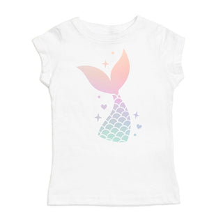 Mermaid Tail Ombre S/S White Tee, Sweet Wink, cf-size-2t, cf-type-tee, cf-vendor-sweet-wink, CM22, JAN23, Mermaid, Mermaid Tail Ombre S/S White Tee, Mermaid Tee, Sweet Wink, Sweet Wink Mermai