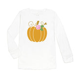 Pumpkin Rose L/S Tee - White, Sweet Wink, cf-size-4t, cf-size-5-6y, cf-type-tee, cf-vendor-sweet-wink, Fall, Halloween, Halloween Shirt, Halloween Tee, Halloween Top, Halloween TShirt, Hocus 