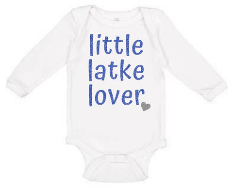 Little Latke Lover L/S Bodysuit, Sweet Wink, All Things Holiday, cf-size-0-3-months, cf-type-onesie, cf-vendor-sweet-wink, Chanukah, Christmas in July, Cyber Monday, First Hanukkah, Girls Han