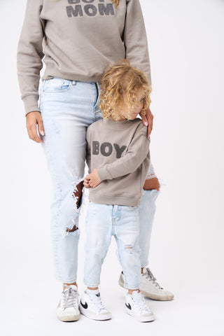 Le La Lo Boy Chenille Sweatshirt - Mini, LE LA LO, Boy Chenille Sweatshirt - Mini, Boy Mama, Boy Mom, Boy Mom Sweatshirt, cf-size-3t, cf-size-4t, cf-size-5t, cf-size-6t, cf-type-shirts-&-tops