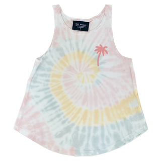 Tiny Whales Smoothie Tie Dye Girls Natural Flowy Tank, Tiny Whales, CM22, Made in the USA, Tank Top, Tiny Whales, Tiny Whales Clothing, Tiny Whales Girls, Tiny Whales Girls Tee, Tiny Whales S