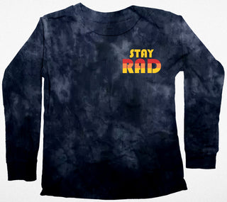Tiny Whales Stay Rad Black Tye Dye L/S Tee, Tiny Whales, Boys Clothing, Cyber Monday, Els PW 8258, End of Year, End of Year Sale, Made in the USA, Tie Dye, Tiny Whales, Tiny Whales Boys Cloth