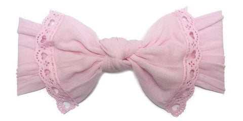 Baby Bling Pink Lace Trimmed Knot Headband, Baby Bling, Baby Bling, Baby Bling Bows, Baby Bling Headband, Baby Bling Knot, Baby Bling Knot Headband, Baby Bling Lace Trim Knot Headband, Baby H