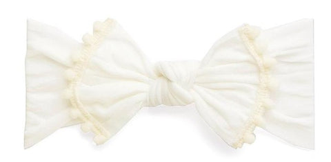 Baby Bling Classic Knot w/Pom Trimmed Headband - Ivory, Baby Bling, Baby Bling, Baby Bling Bows, Baby Bling Headband, Baby Bling Ivory, Baby Bling Ivory Classic Knot w/Pom Trimmed Headband, B