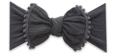 Baby Bling Smoke Classic Pom Trimmed Knot Headband, Baby Bling, Baby Bling, Baby Bling Bows, Baby Bling Classic Pom Trimmed Knot, Baby Bling Fall 2019 Release, Baby Bling Headband, Baby Bling