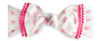 Baby Bling Baby Love Printed Mini Pom Trimmed Knot Headband, Baby Bling, Baby Bling, Baby Bling Bows, Baby Bling headband, Baby Bling Holiday, Baby Bling Holiday 2018, Baby Bling Knot Headban