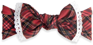 Baby Bling Red Tartan Plaid Lace Trimmed Knot Headband, Baby Bling, All Things Holiday, Baby Baby Bling Headbands, Baby Bling, Baby Bling Bows, Baby bling Christmas Headband, Baby Bling Fall 