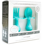 Teal My Heart Grabease Fork & Spoon Set, Grabease, Baby Fork and Spoon Set, cf-type-utensils, cf-vendor-grabease, CM22, Cyber Monday, EB Baby, First Self Feeding Utensil Set of Spoon and Fork