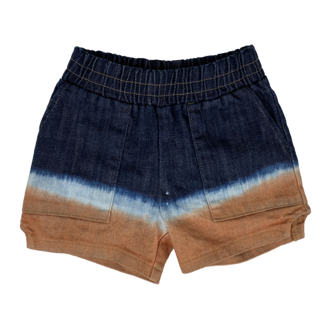 Tiny Whales The Dude Denim Bleach / Rust Tie Dye Regular Dad Shorts, Tiny Whales, cf-size-6y, cf-size-8y, cf-type-shorts, cf-vendor-tiny-whales, CM22, Denim Shorts, Made in the USA, Shorts, T