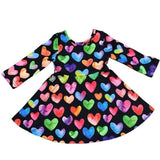 Black Watercolor Hearts L/S Dress, SD, Black Watercolor Hearts Dress, Dress, Heart Dress, Heart Hoodie, Multicolor Heart Dress, Sweatshirt, valentine, Valentine's Day Dress, Valentine's Day S