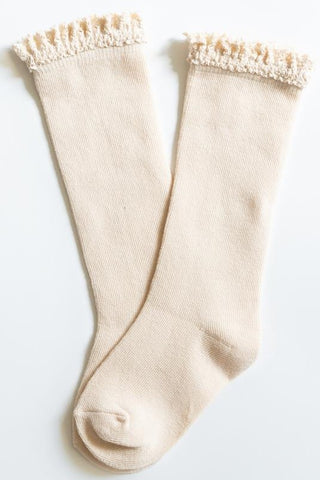 Little Stocking Co Lace Top Knee High Socks - Vanilla Cream, Little Stocking Co, cf-size-0-6-months, cf-size-1-5-3y, cf-size-4-6y, cf-size-6-18-months, cf-size-7-10y, cf-type-knee-high-socks,