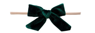 Baby Bling Forest Green / Blush Velvet Bow Skinny Headband, Baby Bling, Baby Baby Bling Headbands, Baby Bling, Baby Bling Blush Skinny Headband, Baby Bling Forest Green / Blush Velvet Bow Ski