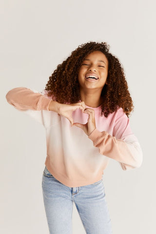 Z Supply Girls Jonah Sunset Sweatshirt - Flamingo, Z Supply, CM22, JAN23, Top, Tween Girl, tween girls, Tween Girls Clothing, Z Supply, Z Supply Girls, Z Supply Girls Jonah Sunset Sweatshirt,
