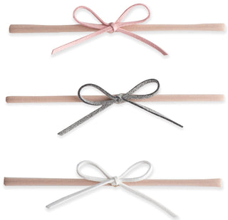 Baby Bling 3 Pack Suede Cord Headband Set-Pink/Grey/White, Baby Bling, Baby Bling, Baby Bling Bows, Baby Bling Fall 2018 Release, Baby Bling headband, Baby Bling Mini 2pc Bow Set, Baby Bling 