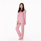 KicKee Pants Strawberry Candy Cane Stripe Women's L/S Collared Pajama Set, KicKee Pants, All Things Holiday, cf-size-xlarge, cf-type-womens-pajama-set, cf-vendor-kickee-pants, CM22, Jolly Hol