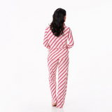 KicKee Pants Strawberry Candy Cane Stripe Women's L/S Collared Pajama Set, KicKee Pants, All Things Holiday, cf-size-xlarge, cf-type-womens-pajama-set, cf-vendor-kickee-pants, CM22, Jolly Hol