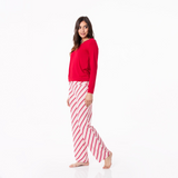 KicKee Pants Strawberry Candy Cane Stripe Women's L/S Loosey Goosey Tee & Pant Set, KicKee Pants, All Things Holiday, CM22, Jolly Holiday Sale, KicKee, KicKee Pants, KicKee Pants Winter Celeb