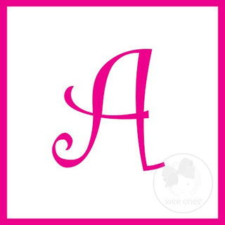 Medium White w/Shocking Pink Initial Hair Bow on Clippie, Wee Ones, Alligator Clip, Alligator Clip Hair Bow, cf-type-hair-bow, cf-vendor-wee-ones, Clippie, CM22, Grosgrain, Hair Bow, Initial,