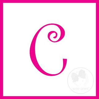 Medium White w/Shocking Pink Initial Hair Bow on Clippie, Wee Ones, Alligator Clip, Alligator Clip Hair Bow, cf-type-hair-bow, cf-vendor-wee-ones, Clippie, CM22, Grosgrain, Hair Bow, Initial,