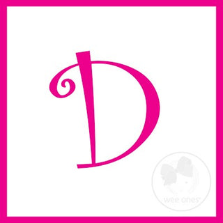 Medium White w/Shocking Pink Initial Hair Bow on Clippie, Wee Ones, Alligator Clip, Alligator Clip Hair Bow, cf-type-hair-bow, cf-vendor-wee-ones, Clippie, CM22, Grosgrain, Hair Bow, Initial,