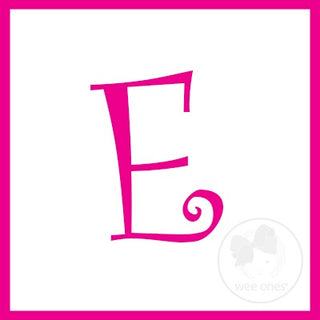 Medium White w/Shocking Pink Initial Hair Bow on Clippie, Wee Ones, Alligator Clip, Alligator Clip Hair Bow, cf-type-hair-bow, cf-vendor-wee-ones, Clippie, CM22, Grosgrain, Hair Bow, Initial,