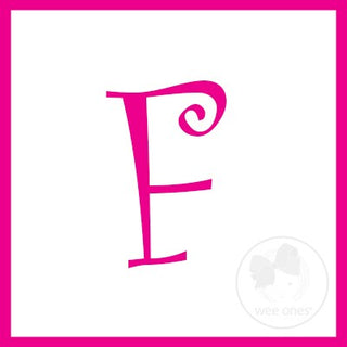 Medium White w/Shocking Pink Initial Hair Bow on Clippie, Wee Ones, Alligator Clip, Alligator Clip Hair Bow, cf-type-hair-bow, cf-vendor-wee-ones, Clippie, CM22, Grosgrain, Hair Bow, Initial,