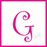 Medium White w/Shocking Pink Initial Hair Bow on Clippie, Wee Ones, Alligator Clip, Alligator Clip Hair Bow, cf-type-hair-bow, cf-vendor-wee-ones, Clippie, CM22, Grosgrain, Hair Bow, Initial,