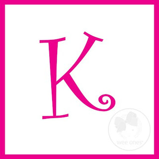 Medium White w/Shocking Pink Initial Hair Bow on Clippie, Wee Ones, Alligator Clip, Alligator Clip Hair Bow, cf-type-hair-bow, cf-vendor-wee-ones, Clippie, CM22, Grosgrain, Hair Bow, Initial,