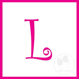 Medium White w/Shocking Pink Initial Hair Bow on Clippie, Wee Ones, Alligator Clip, Alligator Clip Hair Bow, cf-type-hair-bow, cf-vendor-wee-ones, Clippie, CM22, Grosgrain, Hair Bow, Initial,